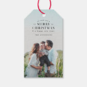 Étiquettes-cadeau Noir Fête Plantée Photo Noël (Devant)