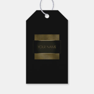 Étiquettes-cadeau Noir Gold Frame Conceptuel Minimal Nom de marque