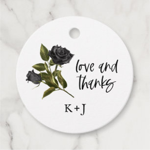 Étiquettes Cadeau Noir gothique Rose Mariage Faveur Tags Blanc
