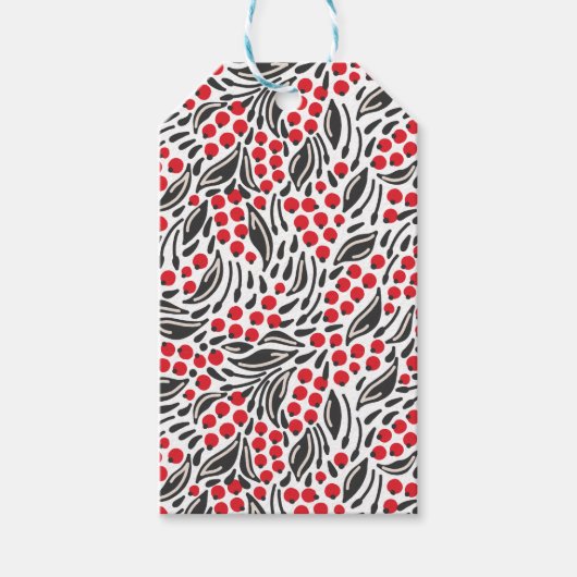 Étiquettes-cadeau Noir moderne Rouge blanc Noël Berry hiver (Devant)