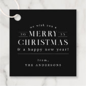 Étiquettes Cadeau Noir Noël Jour Férié (Devant)