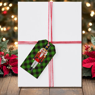 Étiquettes-cadeau Noir Noir Vert Plaid Personnaliser