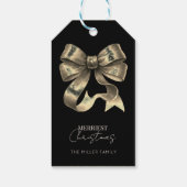 Étiquettes-cadeau Noir or brillant Bow Noël (Dos)