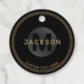 Étiquettes Cadeau Noir & or moderne simple personnalisé monogramme f (Devant)