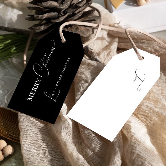 Étiquettes-cadeau Noir Simple moderne Joyeux Noël