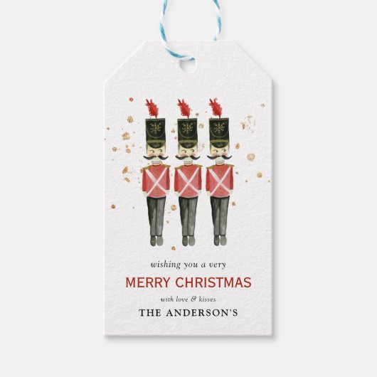 Étiquettes-cadeau Noisette rouge et or Noël (Devant)