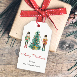 Étiquettes-cadeau Noisette soldat & sapin de Noël