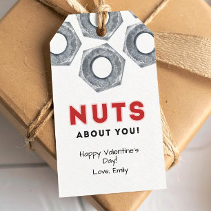 Étiquettes-cadeau Noix à propos de vous avec des noix métalliques Sa