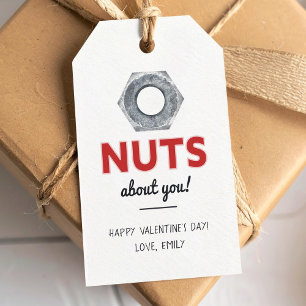Étiquettes-cadeau Noix à propos de vous avec des noix métalliques Sa