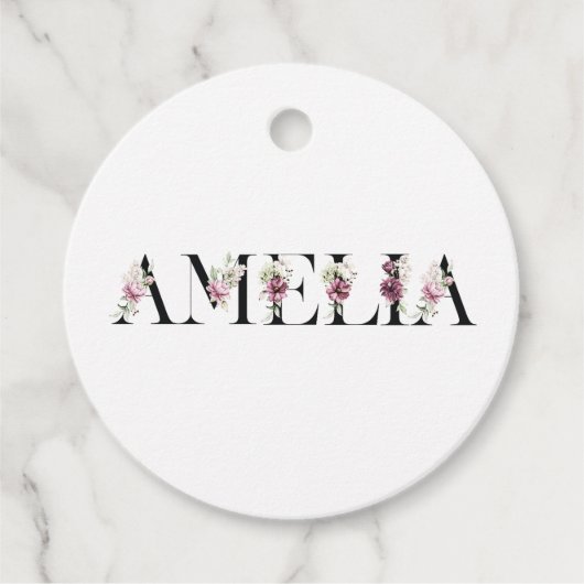 Étiquettes Cadeau Nom Amelia (Devant)
