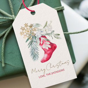 Étiquettes-cadeau Nom Aquarelle Élégante Stocker Script Vacances