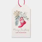 Étiquettes-cadeau Nom Chaussette de fête élégante à l'aquarelle et é (Devant)