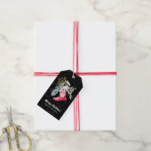 Étiquettes-cadeau Nom Chaussette de Noël Écriture Élégante Aquarelle (Avec de la ficelle)