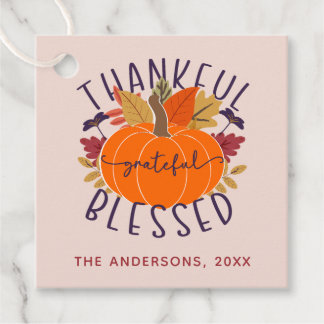 Étiquettes Cadeau Nom De Famille Merci Grateful Blessé Thanksgiving