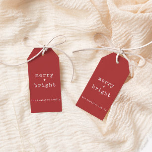 Étiquettes-cadeau Nom de famille personnalisé Joyeux + Noël lumineux