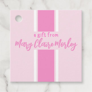 Étiquettes Cadeau Nom de la bande épaisse rose