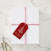 Étiquettes-cadeau Nom de l'arbre de Noël joyeux rouge Script Fantais (Avec de la ficelle)