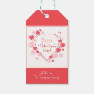 Étiquettes-cadeau Nom de l'Heureuse Sainte-Valentin des Coeurs rouge
