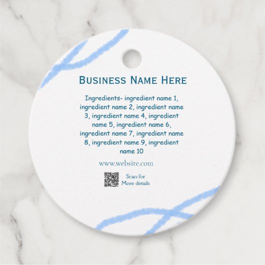 Étiquettes Cadeau Nom d'ingrédient ajouter nom d'entreprise site Web (Devant)