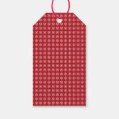 Étiquettes-cadeau Nom du devis du script des flocons blancs rouges (Dos)