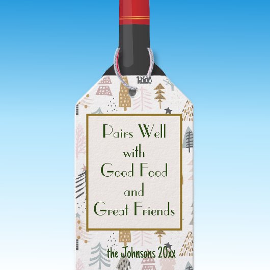 Étiquettes-cadeau Nom du devis || Vacances d'hiver Bouteille de vin
