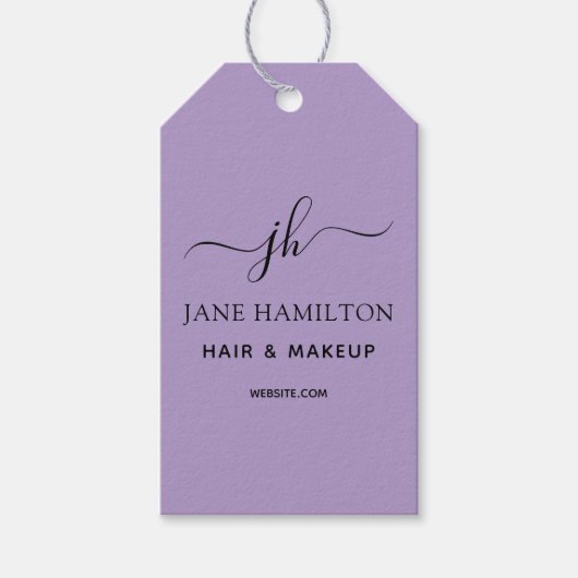 Étiquettes-cadeau Nom du monogramme Logo personnalisé violet (Devant)