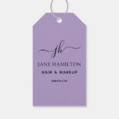 Étiquettes-cadeau Nom du monogramme Logo personnalisé violet (Dos)