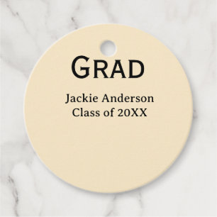Étiquettes Cadeau nom en lettre gras classe de 20XX pastel jaune