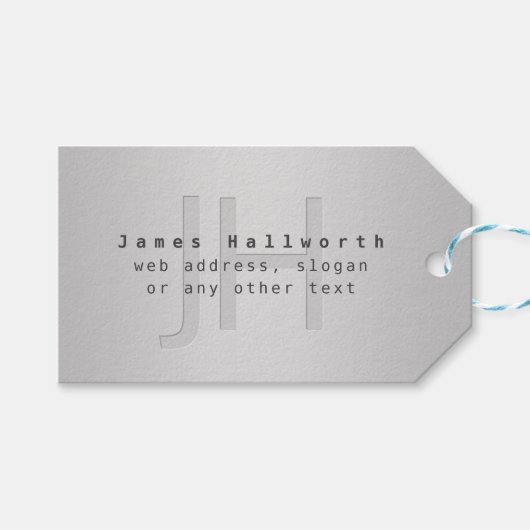 Étiquettes-cadeau Nom et Slogan modifiable moderne | Gradient gris (Devant (Horizontal))