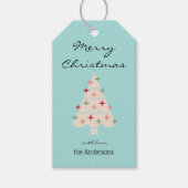 Étiquettes-cadeau Nom, Joyeux Noël Arbre rétro du milieu du siècle (Devant)