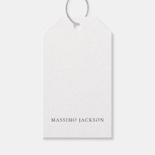 Étiquettes-cadeau Nom Minimaliste Moderne Simple Uni Noir Blanc