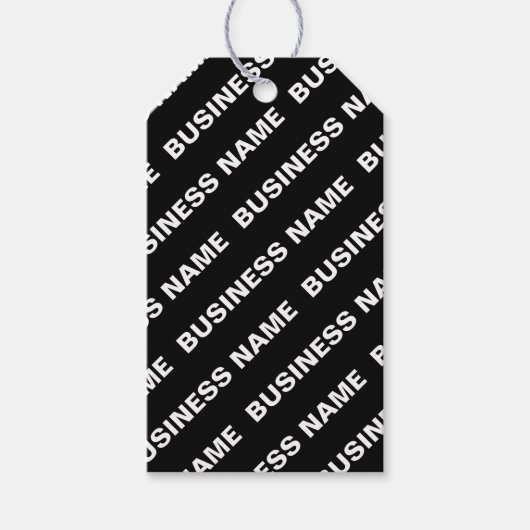 Étiquettes-cadeau Nom modifiable répété en gras | Blanc noir simple (Devant)
