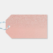 Étiquettes-cadeau Nom monogramme moderne avec paillettes rose scinti (Dos Horizontal)