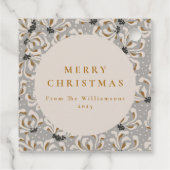 Étiquettes Cadeau Nom personnalisé Elegant Gold Grey Floral Noël (Dos)
