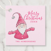 Nom personnalisé joli Gnome rose Joyeux Noël
