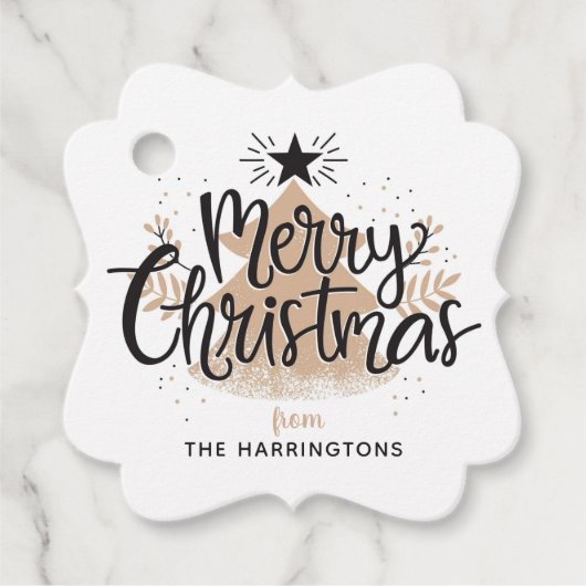 Étiquettes Cadeau Nom personnalisé Symboles de Noël (Devant)
