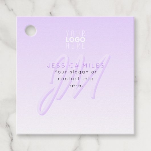 Étiquettes Cadeau Nom professionnel et Modèle Slogan | Violet clair (Devant)