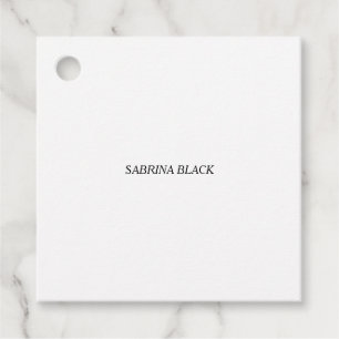 Étiquettes Cadeau Nom Simple Moderne Minimaliste Simple Blanc