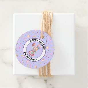 Étiquettes Cadeau Nom sur Happy Easter 2-in Round Favor Tags