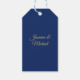 Étiquettes-cadeau Noms de couple de calligraphie chic adorables bleu