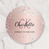 Étiquettes Cadeau Noms en écriture cursive avec paillettes d'argent (Devant)