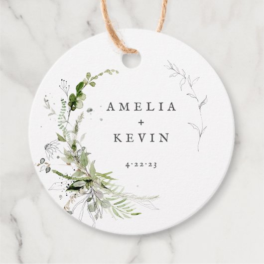 Étiquettes Cadeau Noms personnalisés de verdure terreuse élégante Da (Devant)