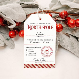 Étiquettes-cadeau North Pôle Livraison spéciale Naughty ou Nice Père