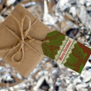 Étiquettes-cadeau Nostalgic Classic William Morris Red Holiday