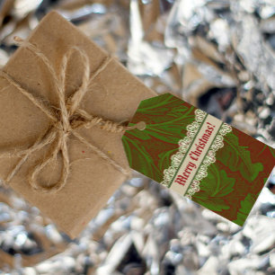 Étiquettes-cadeau Nostalgic Classic William Morris Red Holiday