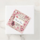 Étiquettes Cadeau Notes de musique et fleurs Merci de style rétro (En situation)