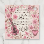 Étiquettes Cadeau Notes de musique et fleurs Merci de style rétro (Dos)