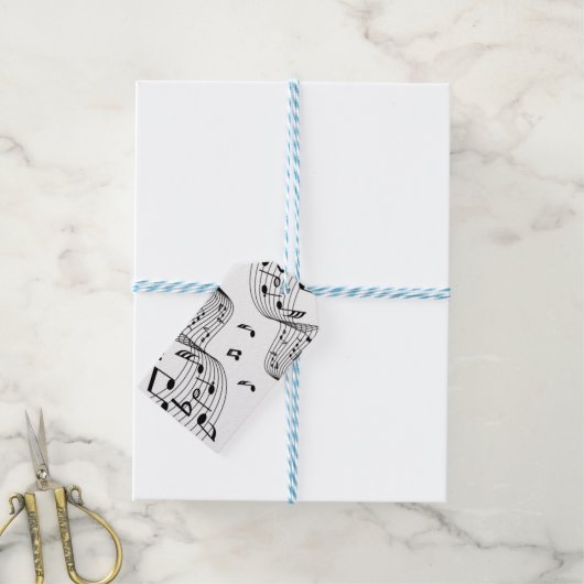 Étiquettes-cadeau Notes de musique sur blanc (With Twine)