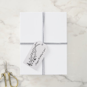 Étiquettes-cadeau Notes musicales d'anniversaire