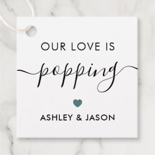 Étiquettes Cadeau Notre amour est Poppping, Popcorn tag, Mariage